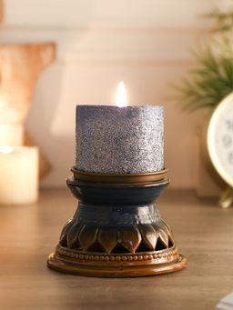Miah Decor - Studio Pottery Ceramic Pillar Candle Holder( 4.25" X 3.5")