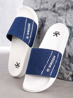 WROGN - Mens White Stonewash Sliders