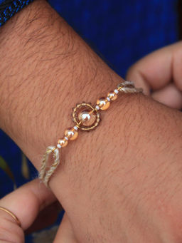 BeAbhika - Gold Gleaming Beads Rakhi with Roli Chawal (Set of 2)