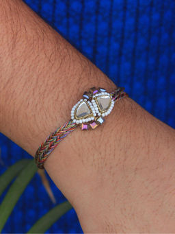 BeAbhika - Multi-Color Trillion Kundan Bead Rakhi with Roli Chawal (Set of 2)