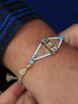 BeAbhika - Multi-Color Kundan Encased Rakhi with Roli Chawal (Set of 2)