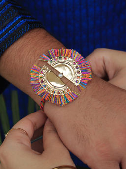 BeAbhika - Multi-Color Tassel Rakhi with Roli Chawal (Set of 2)