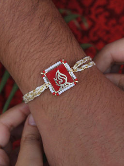 BeAbhika - Red & White Pure & Fearless Laser Cut Fire Rakhi with Roli Chawal (Set of 2)