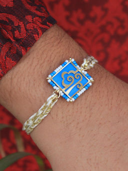 BeAbhika - Blue & White Free Spirited Laser Cut Wind Rakhi with Roli Chawal (Set of 2)