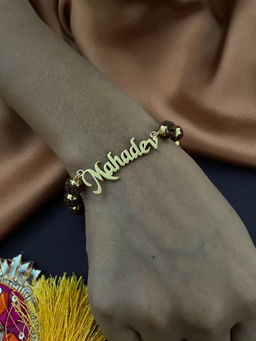 Digital Dress Room - Gold Plated Mahadev Pendant Rudraksha Bracelet