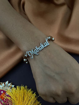 Digital Dress Room - Silver Plated Mahakal Pendant Rudraksha Bracelet