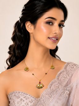 ADIVA - Gold-Plated Kundan and Multi-Coloured Beaded Pendant Necklace