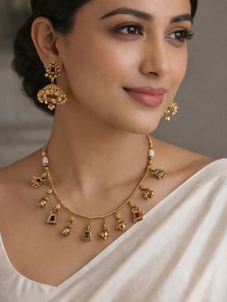 I Jewels - Gold Plated Necklace Set Earrings for Women