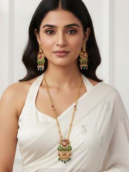 I Jewels - Gold Plated Brass Necklace Set and Earrings for Women
