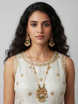 I Jewels - Gold Plated Brass Necklace Set and Earrings for Women