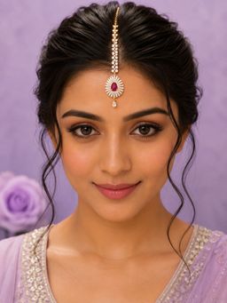 SUGARFRILL - Gold Plated CZ Stone Bridal Maang Tikka