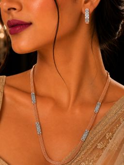 SUGARFRILL - Rose Gold Plated CZ Diamond Crystal Necklace Set