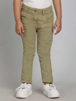 Tales & Stories - Girls Olive Slim Fit Mid-Rise Stretchable Denim Jeans