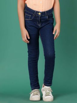 Tales & Stories - Girls Blue Slim Fit Washed Stretchable Denim Jeans