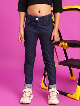 Tales & Stories - Girls Blue Slim Fit Stretchable Denim Jeans