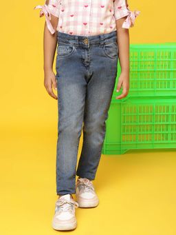 Tales & Stories - Girls Blue Slim Fit Light Fade Stretchable Denim Jeans