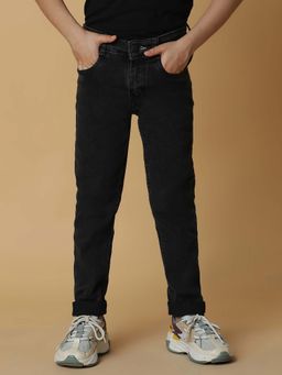 Tales & Stories - Boys Charcoal Grey Slim Fit Mid-Rise Clean Look Denim Jeans