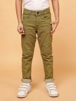 Tales & Stories - Boys Olive Slim Fit Stretchable Jeans