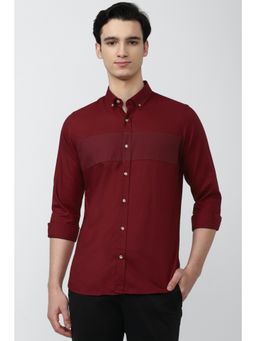 Peter England - Men Maroon Slim Fit Casual Shirt