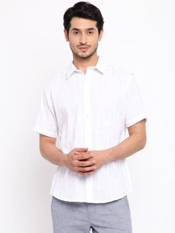 Fabindia - Cotton Woven White Spread Collar Shirt