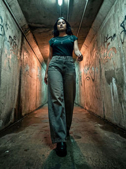 Flying Machine - High Rise Baggy Fit Green Jeans