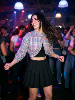 Flying Machine - Black Solid Skater Mini Skirt