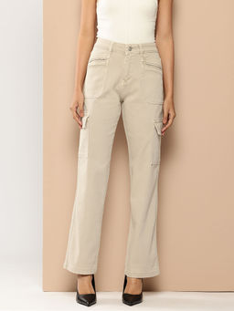 BROOWL - Cream Cargo Jeans