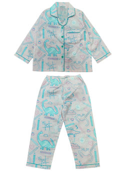 Shopbloom - Grey Print Long Sleeve Kids Shirt & Pyjama