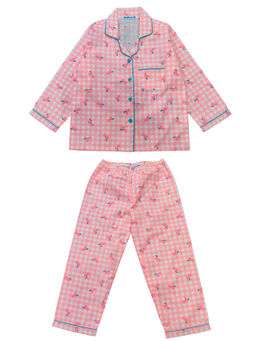 Shopbloom - Cherry And Checks Print Long Sleeve Kids Shirt & Pyjama