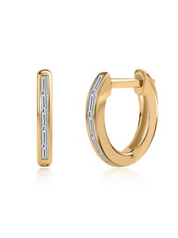 Ornate Jewels - 18K Yellow Gold 0.14 Carat Baguette Lab Grown Diamond Hoop Earring for Women & Girls
