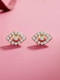 Ornate Jewels - 18K Yellow Gold 0.17 Carat Round Lab Grown Diamond Eye Stud Earring for Women & Girls