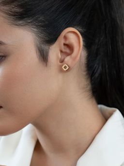 Ornate Jewels - 14K Yellow Gold 0.20 Carat Round Lab Grown Diamond Square Earring for Women & Girls