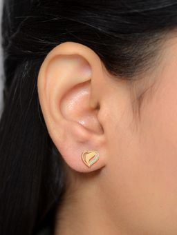 Ornate Jewels - 9K Yellow Gold 0.10 Catat Round Lab Grown Diamond Heart Earring for Women & Girls