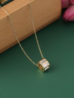 Ornate Jewels - 18K Yellow Gold 0.8 Carat Baguette Lab Grown Diamond Luxe Linear Pendant With Chain
