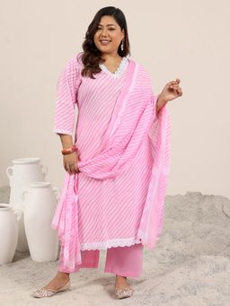 Extra love by Libas - Pink Printed Cotton Straight Kurta Sets for Women