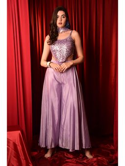 LAALZARI - Embroidered Crop Top, Palazzo & Neck Band Dupatta (Set of 3)