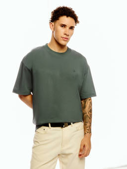 Calvin Klein - Men Grey Cotton Oversized Fit T-Shirt