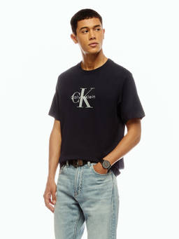 Calvin Klein - Men Navy Blue Cotton Relaxed Fit T-Shirt