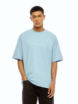 Calvin Klein - Men Blue Cotton Relaxed Fit T-Shirt