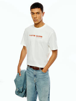 Calvin Klein - Men White Cotton Relaxed Fit T-Shirt