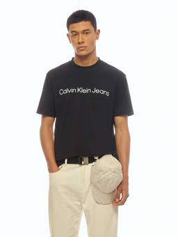 Calvin Klein - Men Black Cotton Regular Fit T-Shirt