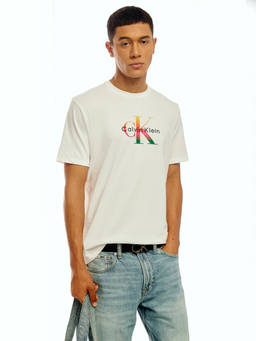 Calvin Klein - Men White Cotton Regular Fit T-Shirt