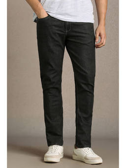 Louis Philippe - Men Black Cotton Blend Slim Jeans