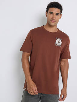Ben Sherman - Men Brown Cotton Regular Fit T-Shirt