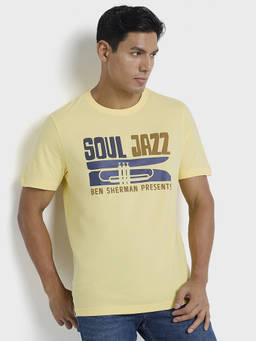 Ben Sherman - Men Yellow Cotton Regular Fit T-Shirt