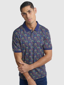 Ben Sherman - Men Blue Cotton Regular Fit Polo T-Shirt