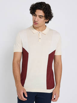Ben Sherman - Men Off White Cotton Regular Fit Polo T-Shirt