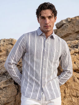 The Bear House - Men White Cotton Regular Fit Shirt