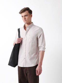 The Bear House - Men Beige Cotton Regular Fit Shirt
