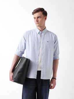 The Bear House - Men Blue Cotton Regular Fit Shirt
